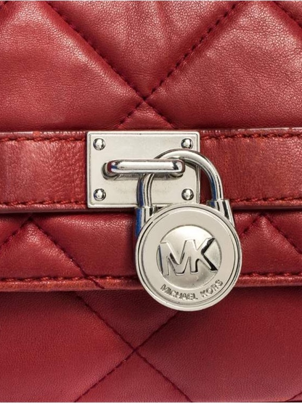 Michael Kors Red Quilted Shoulder Bag with Silver Chain - Picture 4 of 7